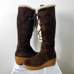Vintage MICHAEL Michael Kors Suede Knee High Lace Up Snow Boots